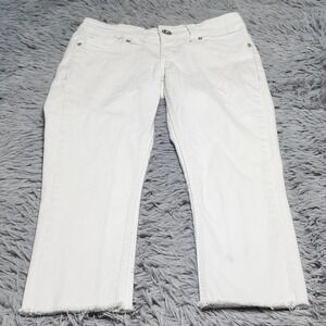 Seven7 Jeans Womens Size 2 White Cropped Distressed Frayed Hem‎ Stretch Denim